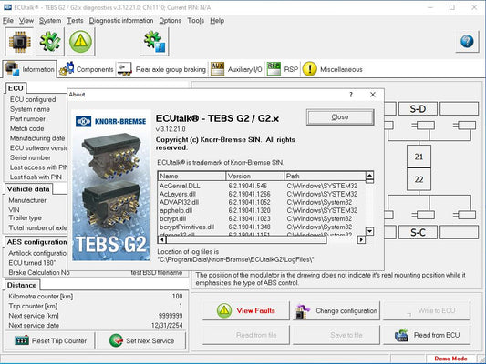 Knorr-Bremse EcuTalk NEO G2 TEBSE Trailer Brake System Interface Diagnostic KIT