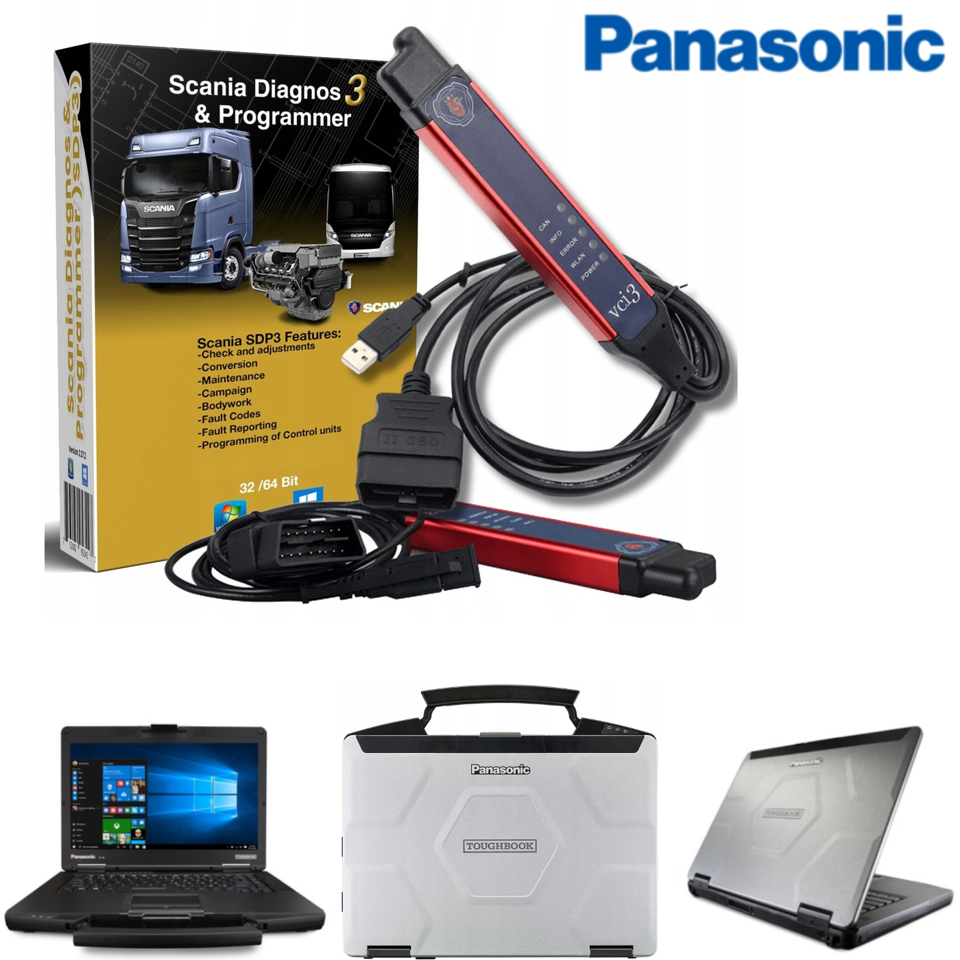 Scania vci3 SDP3 + MULTI + XCOM + SOPS + Panasonic CF-54 Diagnostic KIT